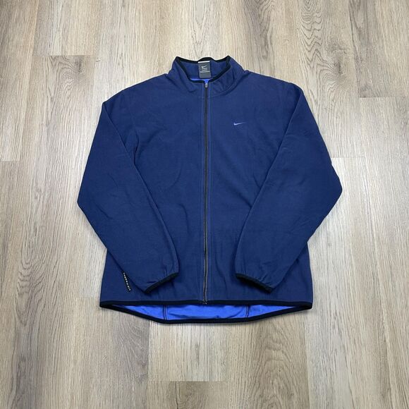 Nike Jacket Mens Medium Blue Therma-Fit Fleece Full Zip Back Zip Pockets Gym - Picture 1 of 11